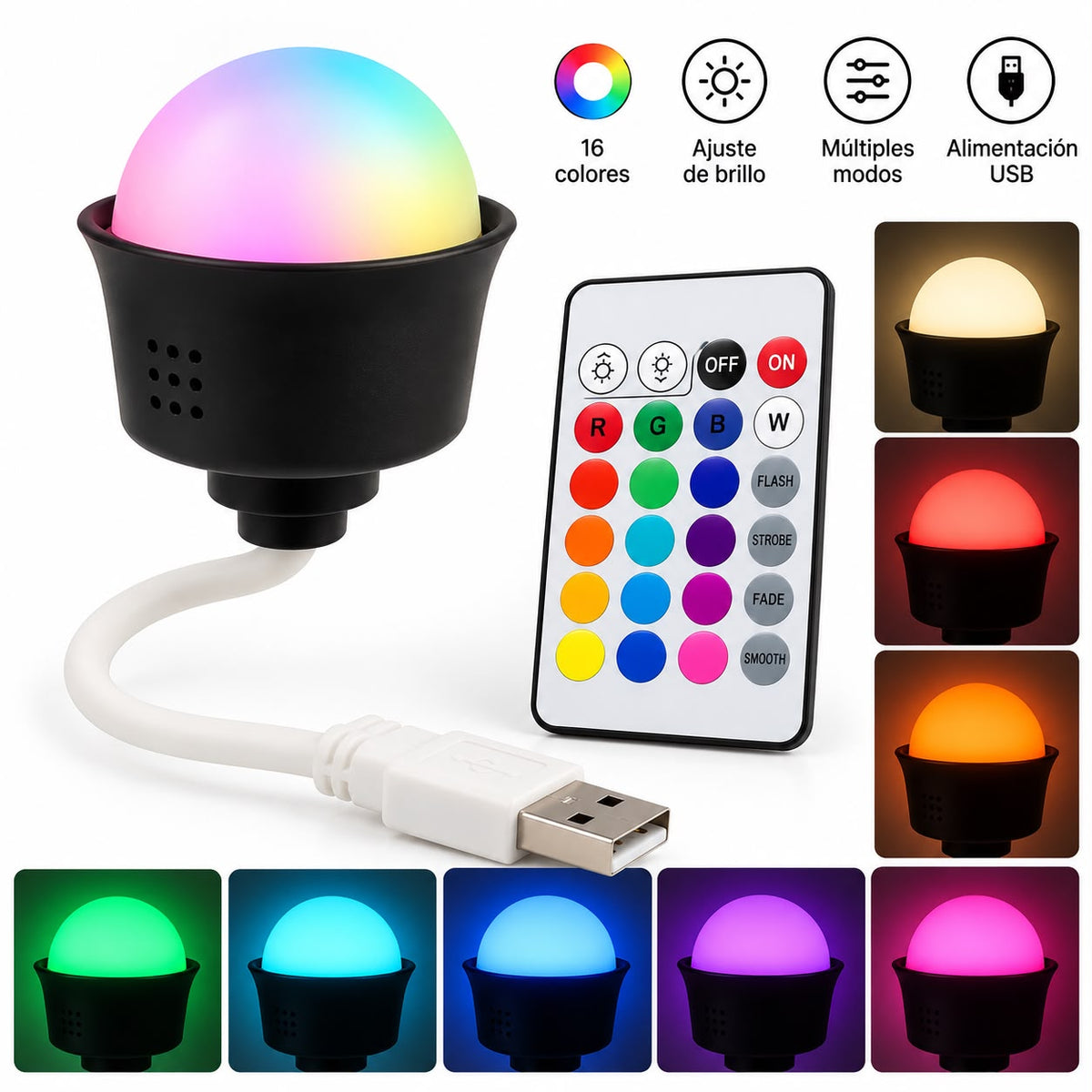 Lámpara LED USB con Mando